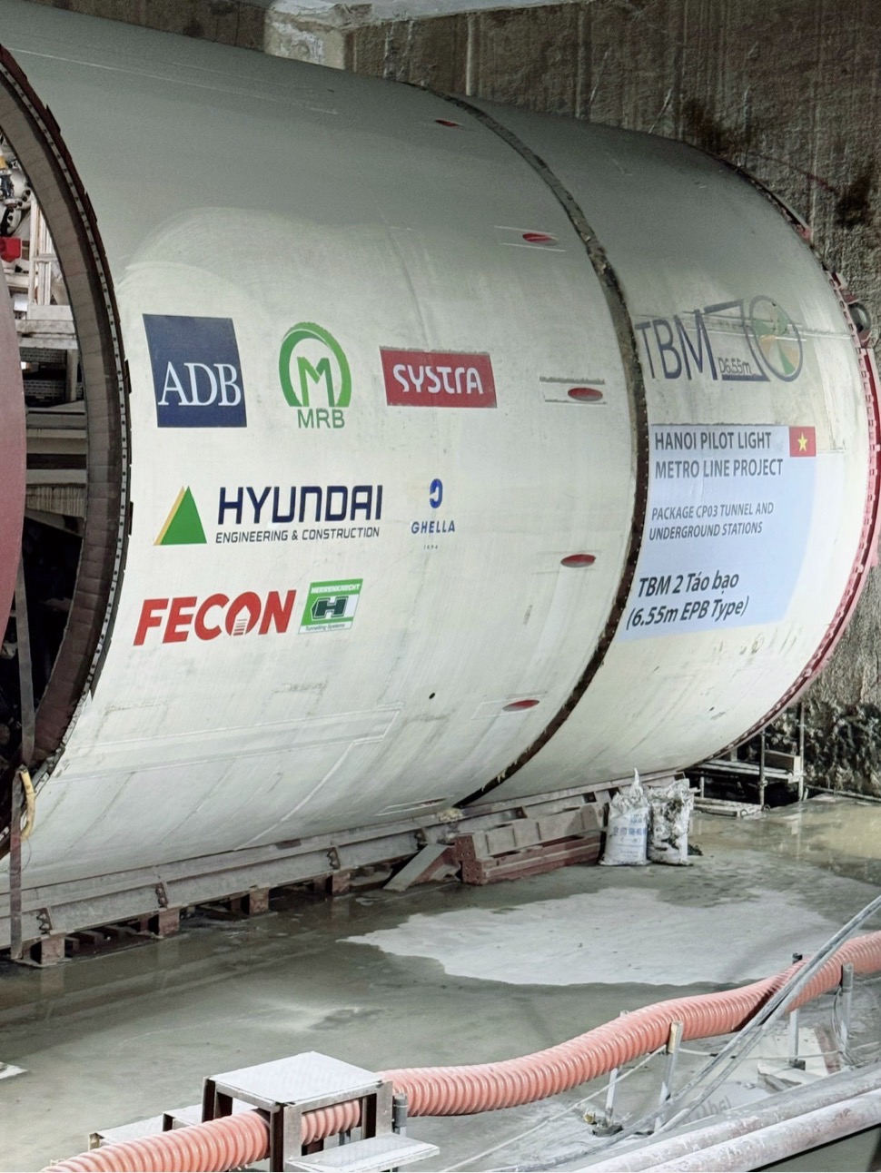 TBM2 Táo bạo tunnel liner, Hanoi Pilot Light Metro Line project