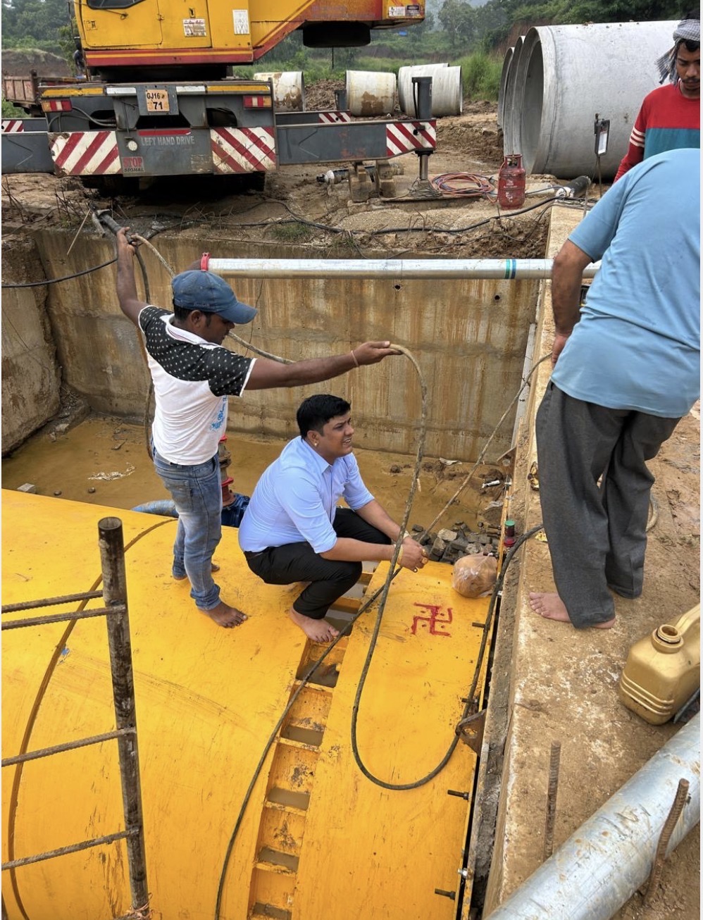 Launch shaft works on site